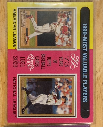 2024 Topps Heritage #201 1999 MVPs (Ivan Rodriguez / Chipper Jones) — front