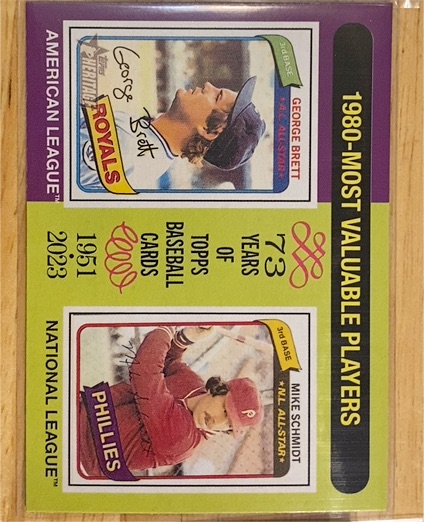 2024 Topps Heritage #195 1980 MVPs George Brett / Mike Schmidt — front