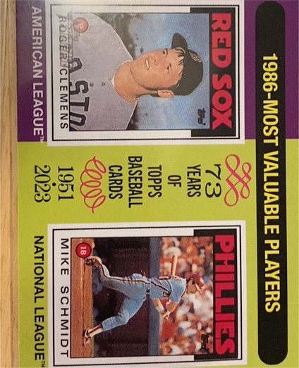 2024 Topps Heritage #197 1986 MVPs (Roger Clemens / Mike Schmidt) — front