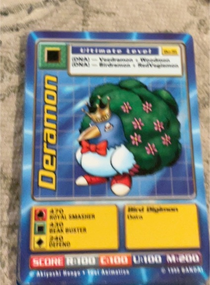 1999 Bandai Digimon #Bo-91 Deramon — front