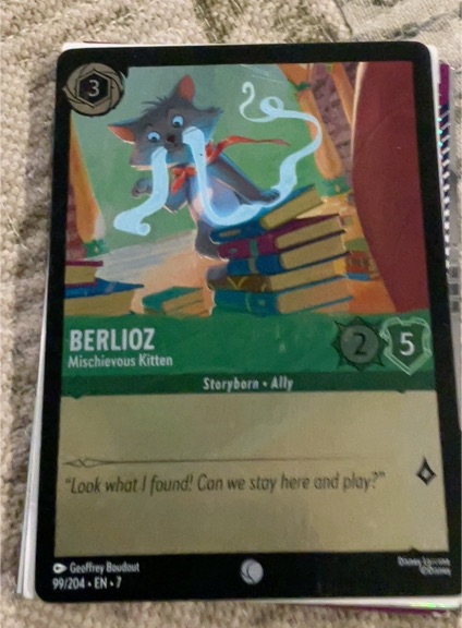 Disney Lorcana Archazia's Island #99 Berlioz Mischievous Kitten — front
