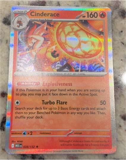 2022 Pokémon Scarlet & Violet ME01 #028 Cinderace — front