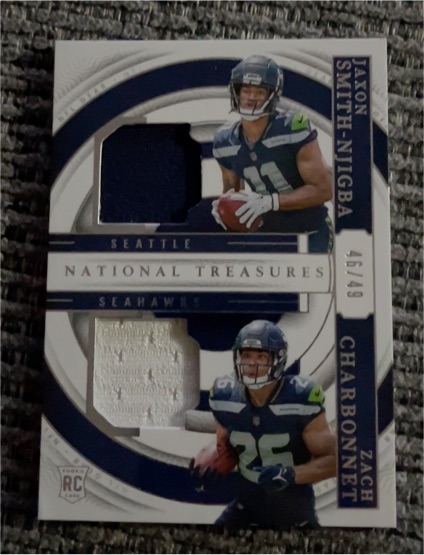 2023 Panini National Treasures #RGC-JAX Jaxon Smith-Njigba & Zach Charbonnet — front