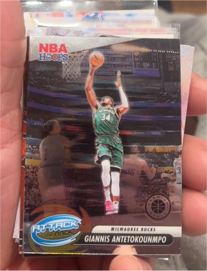 2023-24 Panini NBA Hoops Premium Stock #2 Giannis Antetokounmpo Attack The Rack — front