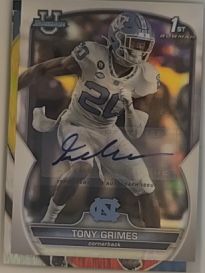 2022 Bowman University Chrome #75 Tony Grimes — front