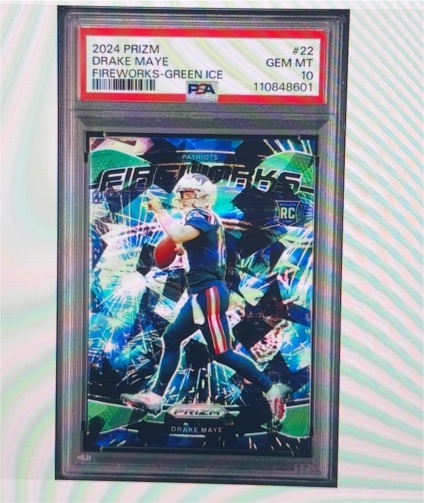 2024 Panini Prizm #22 Drake Maye Fireworks Green Ice — front