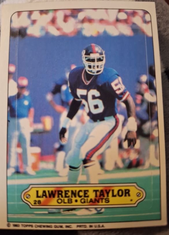 1983 Topps #28 Lawrence Taylor Stickers — front