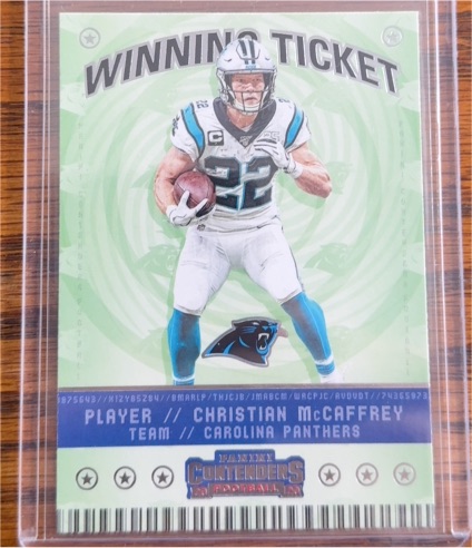 2020 Panini Contenders Winning Ticket #WT7 Christian McCaffrey — front