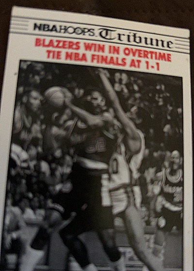1990-91 Hoops #338 Blazers Win In Overtime Tie NBA Finals At 1-1 — front
