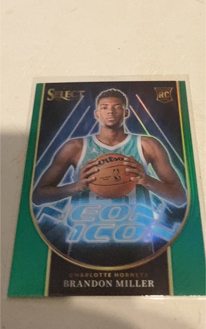 2023-24 Panini Select #11 Brandon Miller Neon Icon Green Prizm Rookie — front