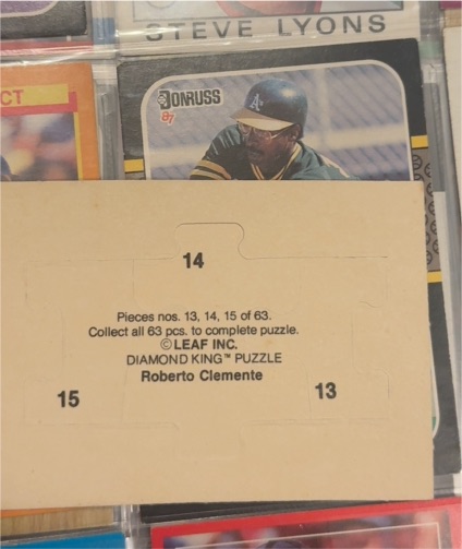 1987 Leaf Diamond King Puzzle Piece Roberto Clemente — front