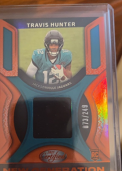 2025 Panini Certified New Generation Rookie Patch #82/249 Travis Hunter — front