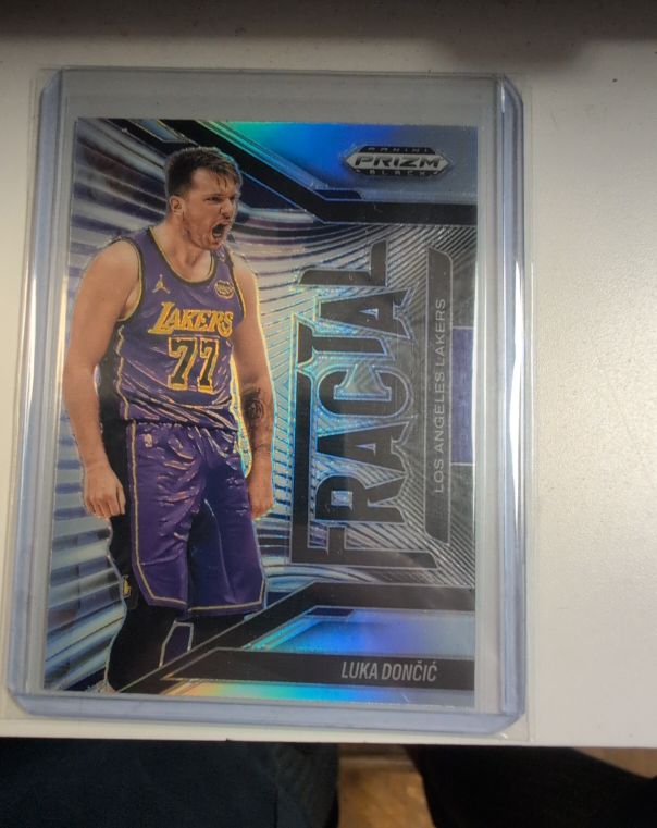2024-25 Panini Prizm Black #2 Luka Doncic Fractal Silver Prizm — front