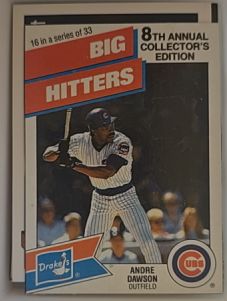 1988 Drake's Big Hitters #16 Andre Dawson Chicago Cubs — front