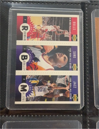 1996 Upper Deck Collector's Choice Mini-Cards Dennis Rodman/Charles Barkley/Karl Malone — front