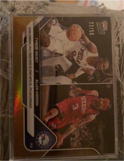 2025 Topps Now #112 Tyrese Maxey / Allen Iverson — front