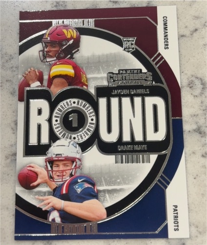 2024 Panini Contenders Round Numbers #1 Jayden Daniels, Drake Maye — front