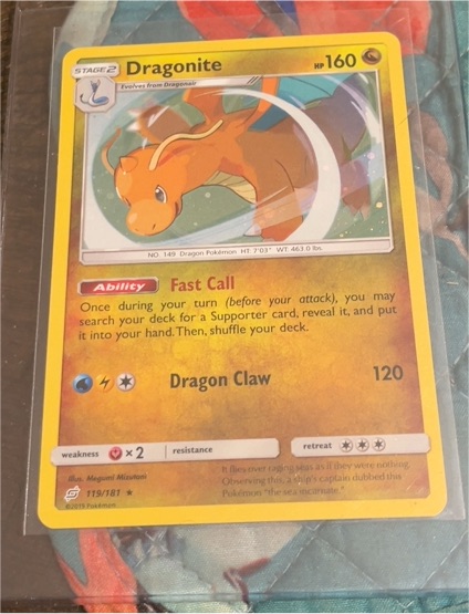 2019 Pokémon TCG Sun & Moon Team Up #119 Dragonite — front