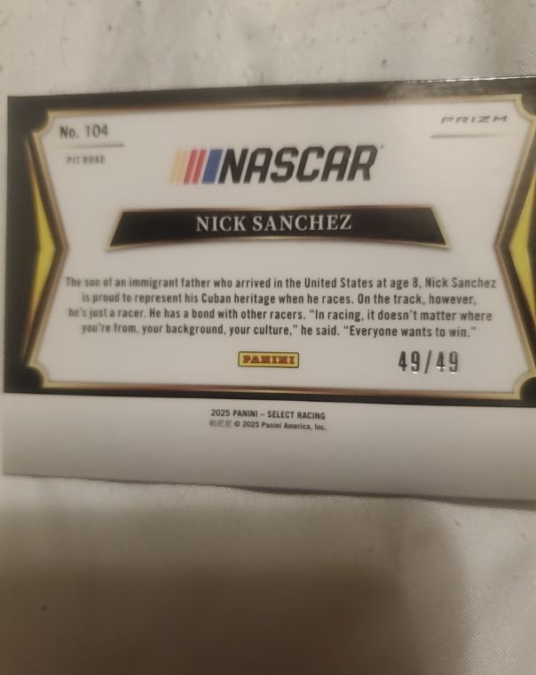 2025 Panini Select Racing #104 Nick Sanchez — front
