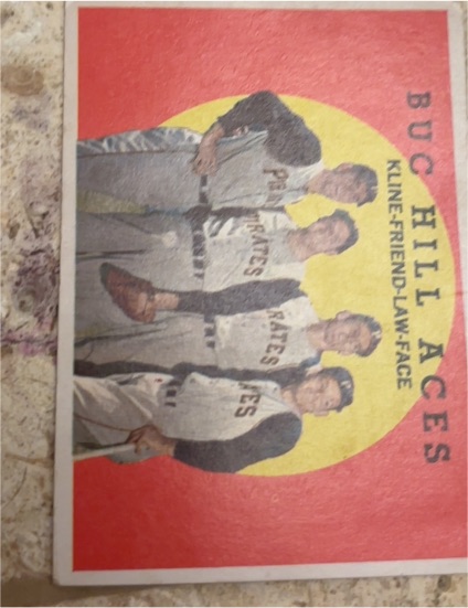 1959 Topps #428 Buc Hill Aces (Kline/Friend/Law/Face) — front
