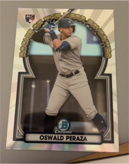 2023 Bowman Chrome #ROYF-13 Oswald Peraza Rookie of the Year Favorites — front
