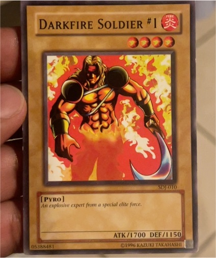 1996 Yu-Gi-Oh! SDJ-010 Darkfire Soldier #1 — front