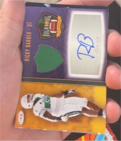 2025 Sage Artistry Football #HBSA-RB Ricky Barber (RC Auto Mem) Hula Bowl — front