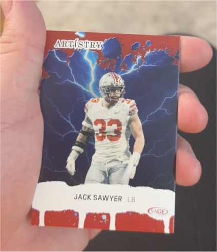 2025 Sage Artistry Red #32 Jack Sawyer Ohio State/Steelers RC — front