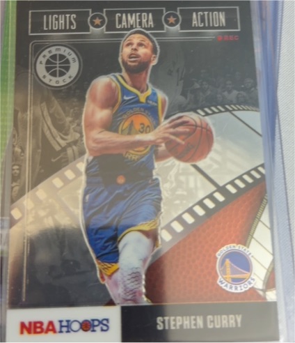 2019-20 Panini NBA Hoops Premium Stock #2 Stephen Curry Lights Camera Action — front