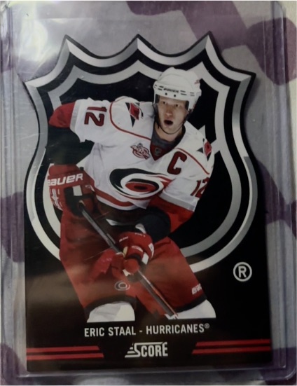 2011-12 Score NHL Shield Die Cuts #10 Eric Staal — front