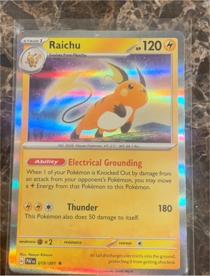 2023 Pokémon Scarlet & Violet Paldean Fates #019 Raichu — front
