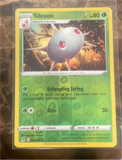 2022 Pokémon SWSH11: Lost Origin #007 Silcoon Reverse Holo — front