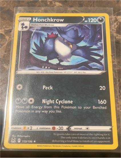 2022 Pokemon Lost Origin #115 Honchkrow — front