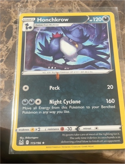 2022 Pokémon Lost Origin #115 Honchkrow — front