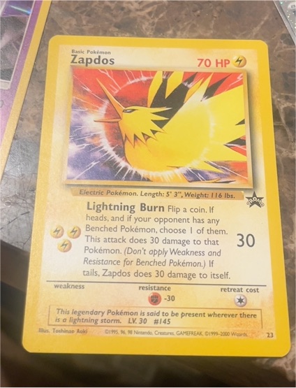 1999 Wizards of the Coast Black Star Promo #23 Zapdos — front
