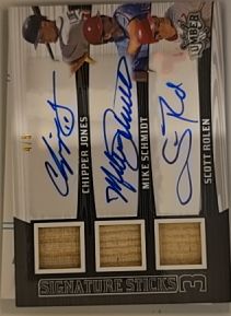 2024 Leaf Lumber Signature Sticks 3 Chipper Jones Mike Schmidt Scott Rolen — front