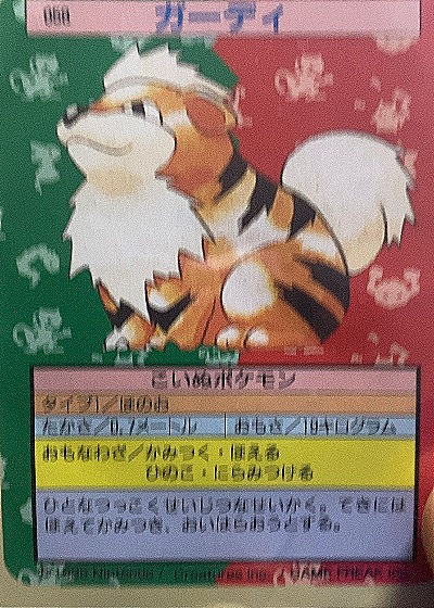 1995 Topsun Arcanine Japanese Pokemon Card Blue Back — front