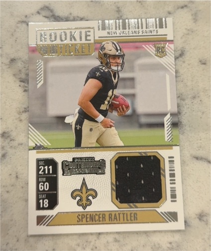 2024 Panini Contenders #RTS-SRR Spencer Rattler Rookie Ticket Patch — front