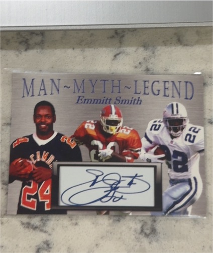 Emmitt Smith Man Myth Legend Autograph Card — front