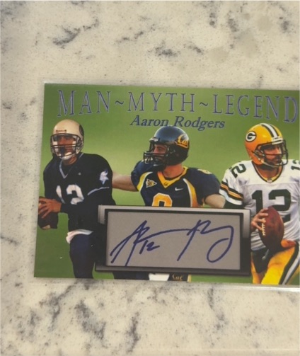 Aaron Rodgers Man-Myth-Legend Autograph Card — front