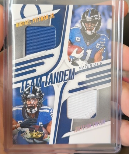 2025 Panini Absolute Team Tandem Materials #TTM-IND Michael Pittman Jr. / Jonathan Taylor — front