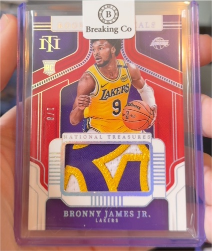 2024-25 Panini National Treasures Rookie Materials #RM-BRJ Bronny James Jr. — front
