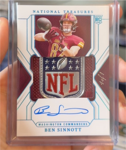 2024 Panini National Treasures Ben Sinnott Rookie Patch Auto — front