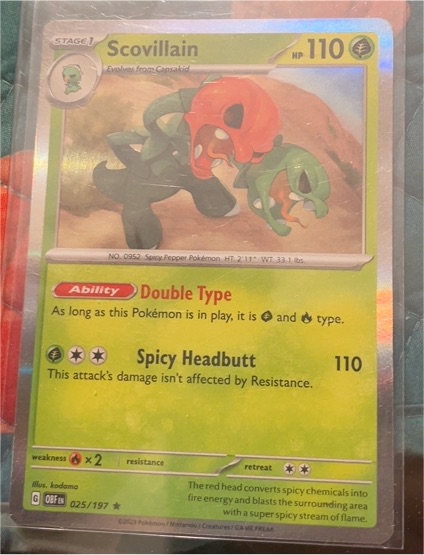 2023 Pokémon Scarlet & Violet Obsidian Flames #025 Scovillain — front