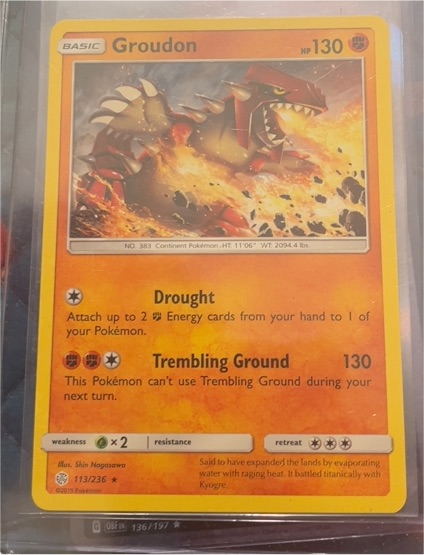 2019 Pokemon Sun & Moon Cosmic Eclipse #113 Groudon — front