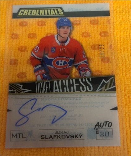 2023-24 Upper Deck Credentials Debut Ticket Access Acetate #DTA-JS Juraj Slafkovský — front