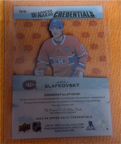 2023-24 Upper Deck Credentials Juraj Slafkovský — front