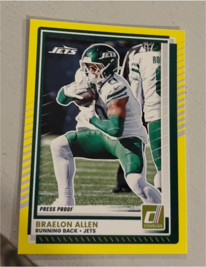 2025 Donruss #261 Braelon Allen Press Proof Yellow Parallel — front