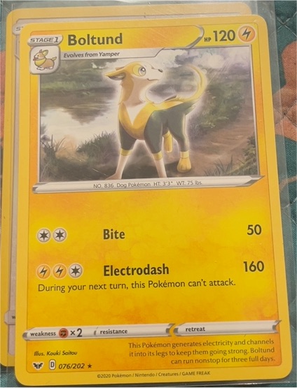 2020 Pokémon Sword & Shield #076 Boltund — front