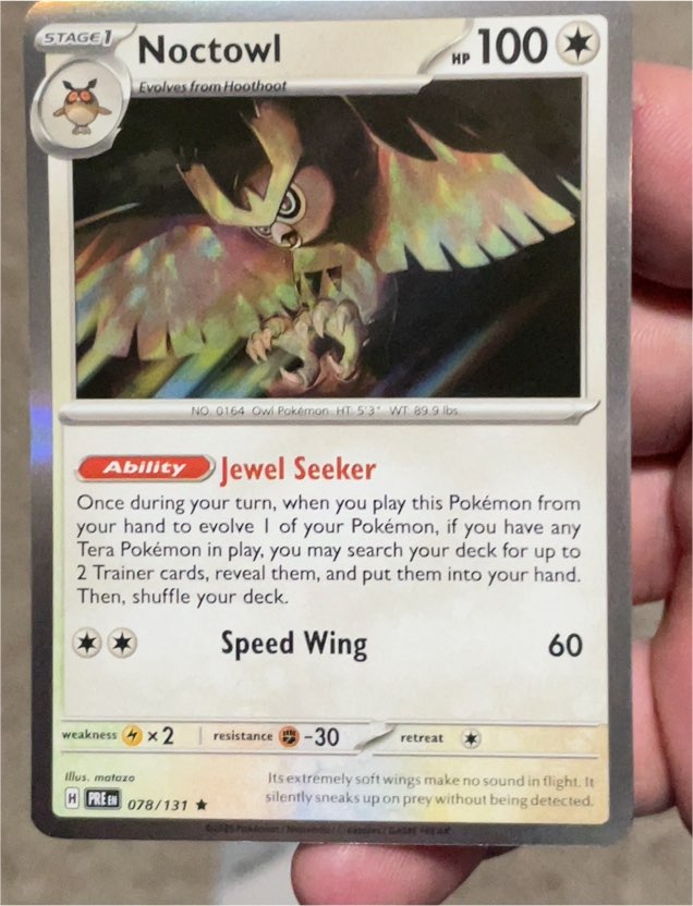 2023 Pokémon Prismatic Evolutions #078 Noctowl — front